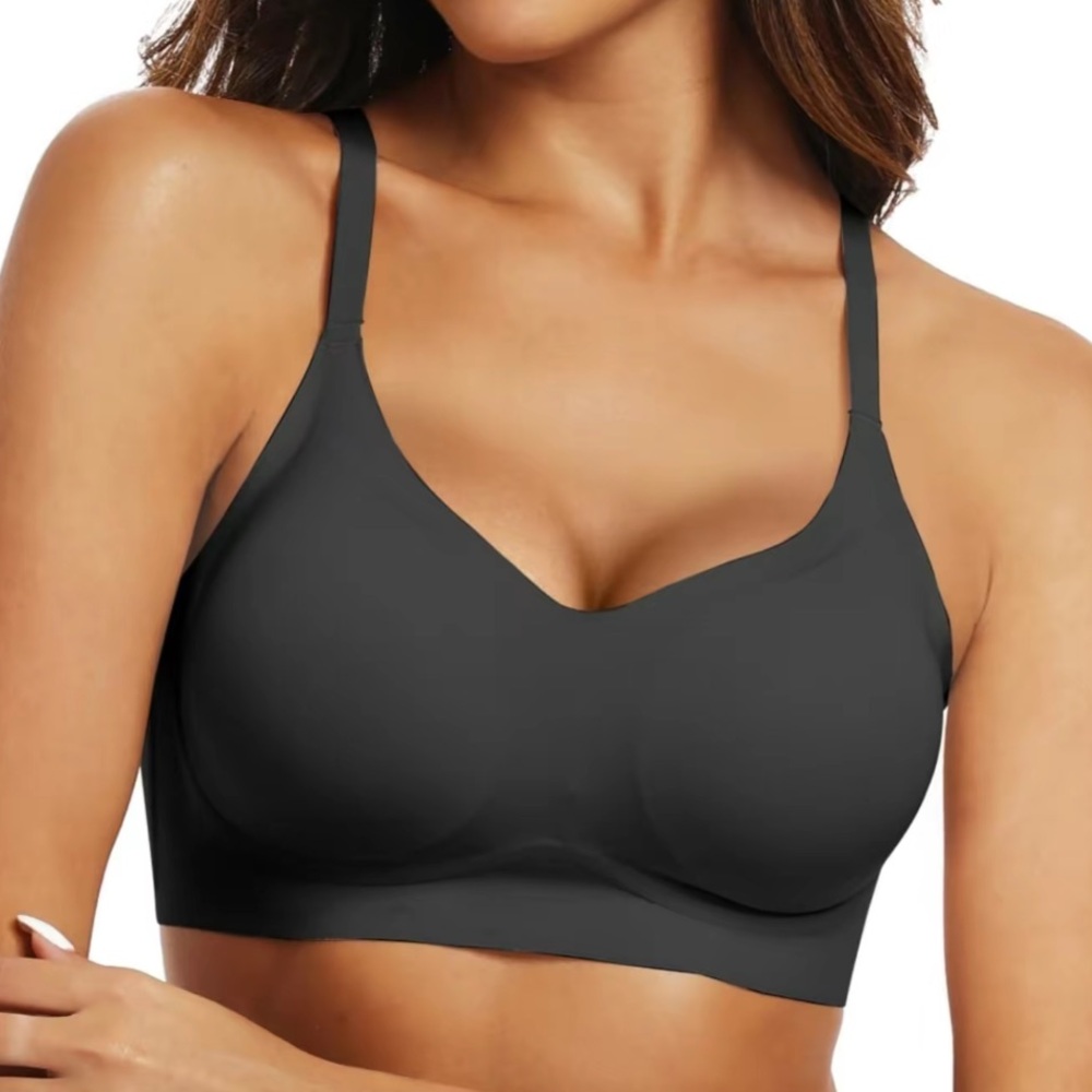 OEAK Seamless Large Black Jelly Bra Adjustable Straps